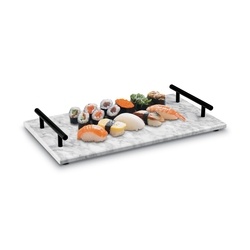 Deska do serwowania przekąsek marmurowa z uchwytami Starke Pro 35 x 20 cm biała
