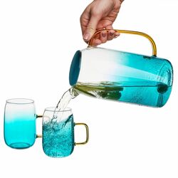 Dzbanek szklany Starke Pro Arube 1,5 l i 2 szklanki 300 ml zielone