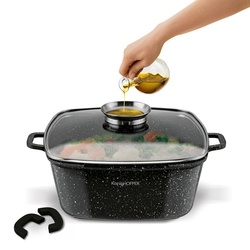 Garnek ceramiczny Konighoffer Kingstone 28 cm kwadratowy z aromatyzerem i 2 nakładki