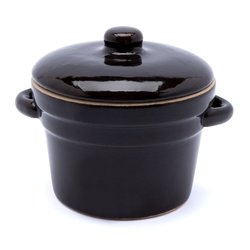 Garnek kamionkowy na smalec z pokrywką Kwiatek 0,5 l