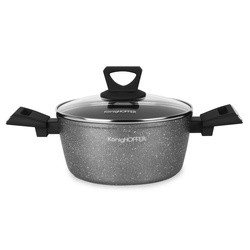 Garnek na indukcję z powłoką marmurową i pokrywką Konighoffer Grigio 2,4 l