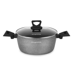 Garnek na indukcję z powłoką marmurową i pokrywką Konighoffer Grigio 3,9 l