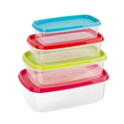 Komplet 4 pojemnik&oacute;w prostokątnych Plastic Forte mix kolor&oacute;w