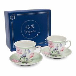 Komplet dwóch filiżanek do kawy ze spodkami Tadar Bella Feguro Fiori 250 ml