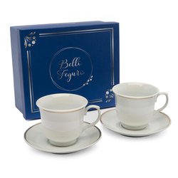 Komplet dwóch filiżanek do kawy ze spodkami Tadar Bella Feguro Modelli 250 ml