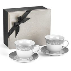 Komplet dwóch filiżanek do kawy ze spodkami Tadar Bella Feguro Motivo 250 ml