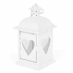 Lampion metalowy Tadar Heart 8,2 x 8,2 x 17 cm biały