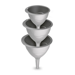 Lejki plastikowe Hega 16 cm 13 cm 11 cm srebrne