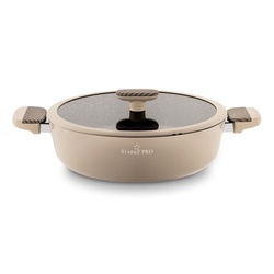Patelnia na indukcję non stick kr&oacute;tkie uchwyty z pokrywką Starke Pro Light Coffee 28 cm