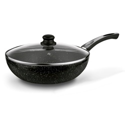 Patelnia WOK z pokrywką Tadar Marmara Black 30 x 8,5 cm