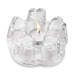 Podgrzewacz szklany do dzbanka na tealight Tadar Serduszka 14,2 x 5,3 cm