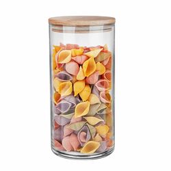 Pojemnik kuchenny szklany z drewnianą pokrywą Trend Glass 880 ml
