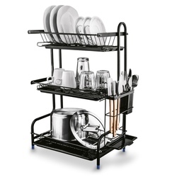 Suszarka do naczyń 3 poziomowa Konighoffer 52,5 x 26 x 65,3 cm czarna
