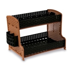 Suszarka do naczyń dwupoziomowa Violet House Rattan 50 x 32 x 28,5 cm brązowa