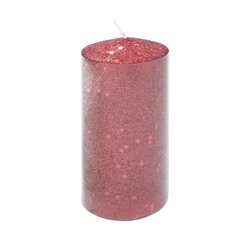 Świeczka brokatowa ozdobna bożonarodzeniowa Tadar Pillar 12 x 5,5 cm czerwona