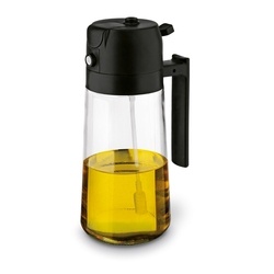 Szklana butelka na ocet i oliwę ze spryskiwaczem Tadar 450 ml czarna