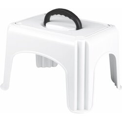 Taboret podest z rączką Plast Team 38 x 30 x 24 cm biało czarny