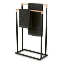 Wieszak na 2 ręczniki stojący Tadar Wood 45 x 21,5 x 76 cm czarny