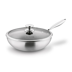 Wok nierdzewny Starke Pro Linesta Steel 30 x 9 cm z pokrywką