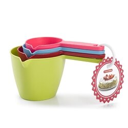 Zestaw 4 miarek kuchennych Plastic Forte 60 ml 80 ml 125 ml 250 ml mix kolor&oacute;w