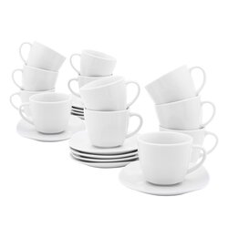 Filiżanki do kawy porcelanowe ze spodkami Tadar 24 elementy białe