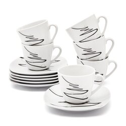 Zestaw filiżanek do kawy Tadar Wstęga 12 elementów porcelanowy