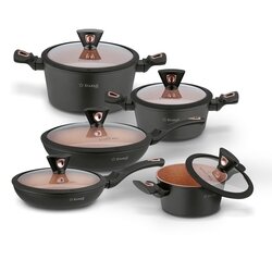 Zestaw garnk&oacute;w na indukcję z powłoką marmurową Starke Pro Dark Copper 10 element&oacute;w