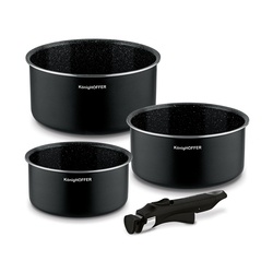 Zestaw garnk&oacute;w z odpinaną rączką Konighoffer Spinel Black 4 elementy indukcja