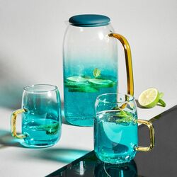 Dzbanek szklany Starke Pro Arube 1,5 l i 2 szklanki 300 ml zielone