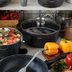 Garnek na indukcję z pokrywką Konighoffer Pollo Black 6,5 l