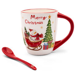 Kubek ceramiczny bożonarodzeniowy z łyżeczką Tadar Christmas 400 ml