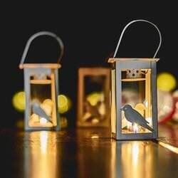 Lampion metalowy Tadar Bird 7,5 x 7,5 x 18 cm biały