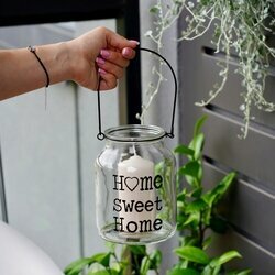 Lampion szklany z rączką Tadar Home 13 x 17 cm