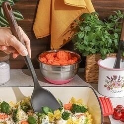 Miska nierdzewna Konighoffer 16 cm silikonowa podstawa różowa