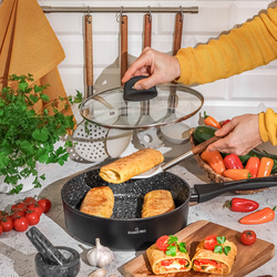 Patelnia indukcyjna głęboka non-stick z pokrywką Starke Pro Sesar 28 cm