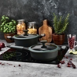 Patelnia na indukcję marmurowa z pokrywką Starke Pro Viridi 24 cm głęboka