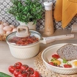 Rondel z powłoką ceramiczną na indukcję Konighoffer Rosti 18 cm 1,7 l kremowy