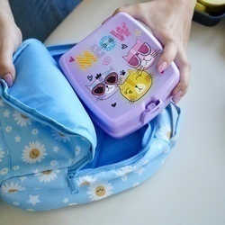 Lunch box z przegródkami widelcem i nożem dla dzieci Tuffex 14 x 15 x 9 cm mix kolorów