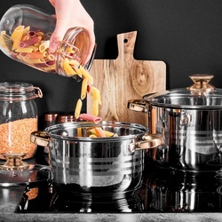 Zestaw garnków na indukcję Konighoffer Bari Rose Gold 12 elementów