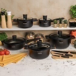 Zestaw garnków na indukcję Konighoffer Black Rose 10 elementów