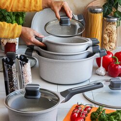 Zestaw garnków na indukcję Starke Pro Stoneware Marble 10 elementów