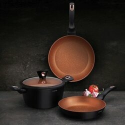 Zestaw garnków na indukcję z powłoką marmurową Starke Pro Dark Copper 10 elementów