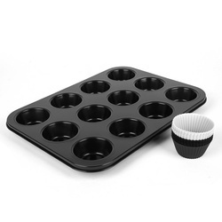 Forma do pieczenia na 12 muffinek Tadar 35,5 x 26,5 cm z silikonowymi foremkami