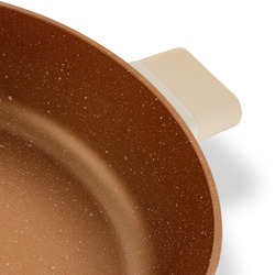 Patelnia krótkie uchwyty z pokrywką Starke Pro Starlet Beige 28x8 cm