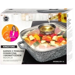 Garnek ceramiczny Konighoffer Kingstone 20 cm kwadratowy z aromatyzerem i 2 nakładki