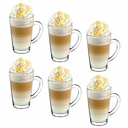 Szklanki do kawy Tadar Latte Macchiato 320 ml 12 sztuk i spieniacz do mleka