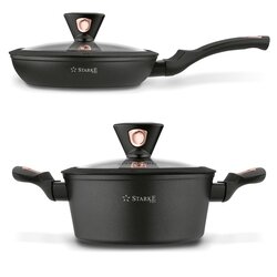 Zestaw garnków na indukcję z powłoką marmurową Starke Pro Dark Copper 10 elementów