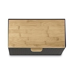 Chlebak stalowy Tadar Geometric Wood 35,5 x 21,5 x 20 cm czarny
