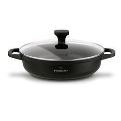 Patelnia na indukcję marmurowa z pokrywką krótkie uchwyty Starke Pro Ochre 28 cm