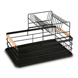 Suszarka 2-poziomowa do naczyń z ociekaczem i tacą Tadar 43 x 29 x 27 cm czarna